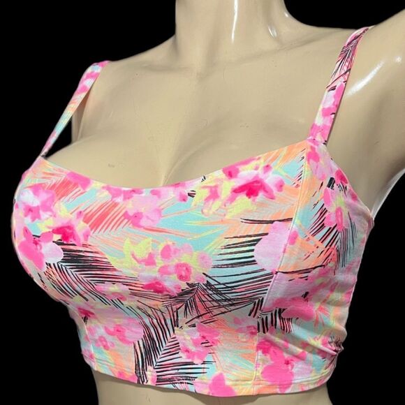 Victoria’s Secret Pink cotton unlined strappy Crop top bralette  multicolor L - Picture 3 of 3